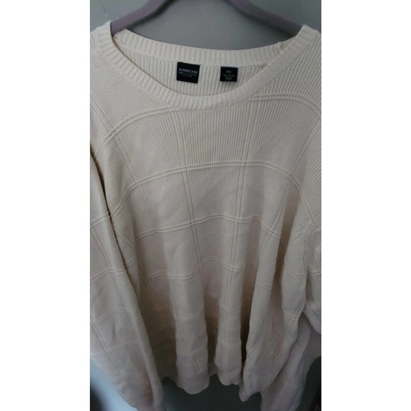 Vintage Grandpa Sweater cotton textured window plaid crewneck sweater XXLT - Picture 3 of 7